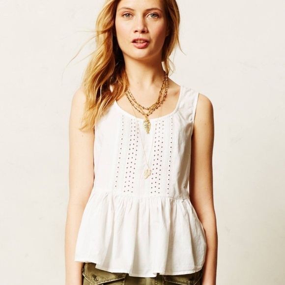 Anthropologie Ruffled Poplin Tank In Light Purple - Picture 2 of 4